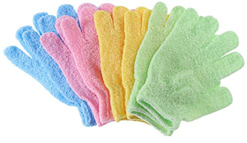 4 Paar Dusch-Peeling-Badehandschuhe - Nylon Exfoliating Handschuhe FüR KöRperpeeling, Entfernt Tote Hautzellen, FöRdert Durchblutung, FüR Alle Hauttypen, Elastisch Und Bequem, ZufäLlige Farbe