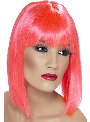 Smiffys Damen Perücke Glamour mit Pony in neon pink zu Halloween Karneval