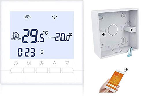 Cronotermostato WIFI Controllo remoto ONLINE TERMOSTATO SMARTPHONE APPLE IOS ANDROID CALDAIA GAS programmabile schermo LCD APP gratuita AC220V 3A KIT COMPLETO DI CASSETTA SCATOLA PER PARETE O INCASSO