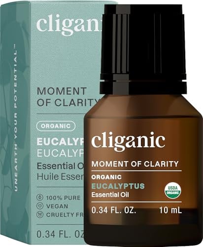 Cliganic Organic Eucalyptus Essential Oil, 100% Pure (10ml) | Natural Aromatherapy Oil for Diffuser/Humidifier, Steam Distilled