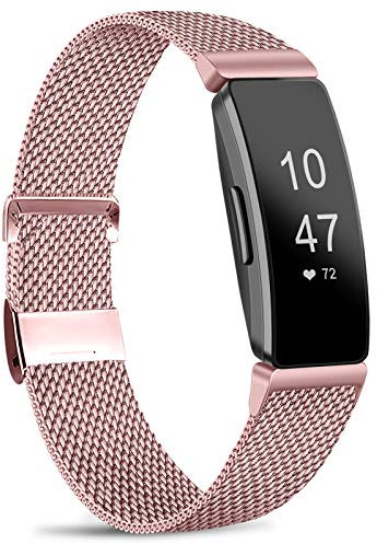 Amzpas Kompatible Für Inspire Armband/Inspire HR Armband, Metall Edelstahl Ersatzarmband mit Magnetverschluss für Inspire/Inspire HR (04 Rosa, S)