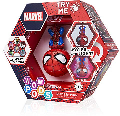WOW! PODS Avengers Collection - Spider-Man | Superhero Light-Up Bobble-Head Figure | Official Marvel Toys Age 3+, Collectables & Gifts