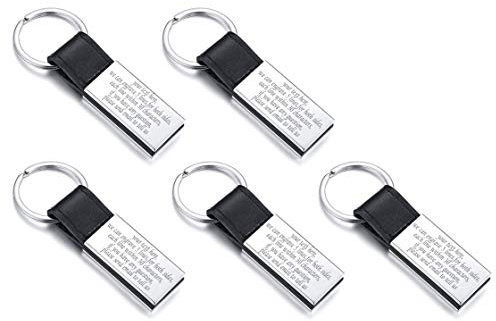 VNOX 1/2/3/4/5pcs Porte-clés Cuir Personnalisé Porte-clés Avec étiquette d'Identification de Texte,Porte-clés Gravure Gratuit-Entrez Votre Texte Personnalisé,Clés de Voiture/Accessoires de Sac
