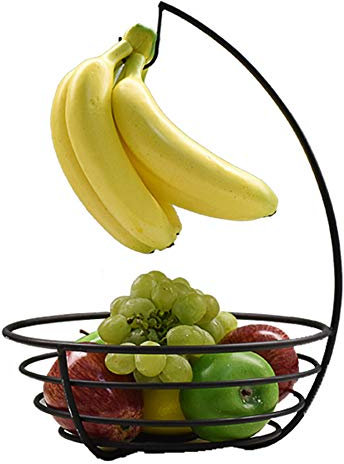 HIOD Kreative Obstschale mit Bananenhaken Moderner Metall Obstkorb für Hochzeit Wohnzimmer Tischdekoration,Black