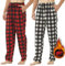 2er Pack Schlafanzughose Herren Lang Fleece Karierte Pyjamahose Winter Warm Pyjama Hose Soft Freizeithose Weihnachts Pyjama mit Taschen und Kordelzug, Rotes Plaid + Schwarzes Weißes Plaid Größe XL