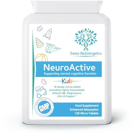 NeuroActive 120 Highly bioavailable Micro-Tablets - Magnesium Citrate, Zinc Picolinate, Copper Glycinate & Vitamin B6 Balanced for Children and Adults - Vegan - UK Made