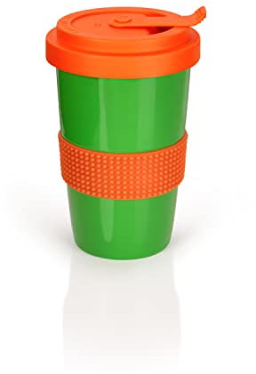 Mahlwerck Kaffeebecher to go aus Porzellan, Thermobecher, Isolierbecher, Coffeetogo Becher, auslaufsicherer Deckel BPA-Frei, 400 ml, glossy Spring Green, Grün