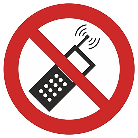 Samunshi® Aufkleber Telefonieren verboten - Telefon Mobiltelefon Handy nicht erlaubt - Handyverbot - Schild Sticker Hinweisschild Warnschild Vorsicht - 20x20cm mehrfarbig