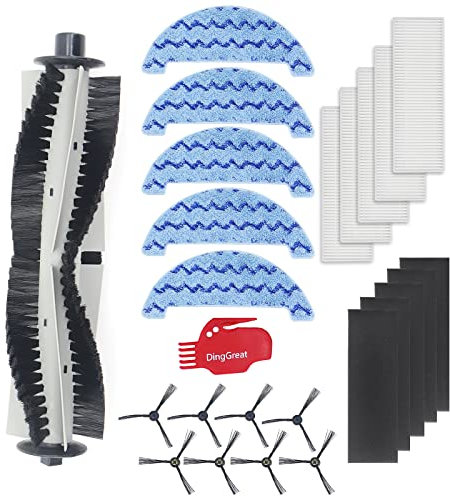 DingGreat Zubehör Ersatzteile Set für iLife A7 A9S X785 X750 X800 Saugroboter, 1 Hauptbürste, 8 Seitenbürste, 5 Filter, 5 Mikrofasermopptuch, 1 Reinigungsbürste