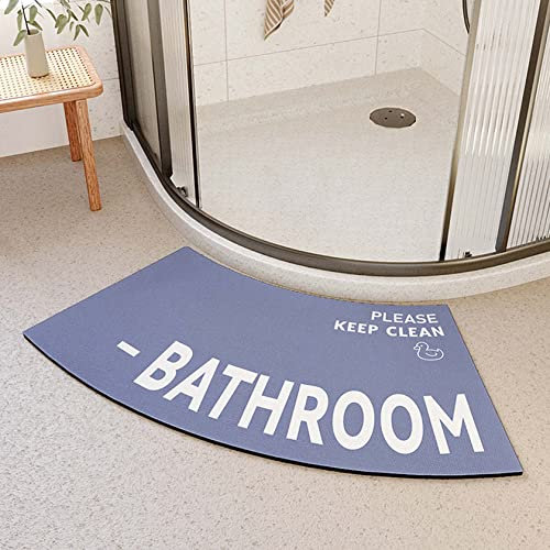 NINIANG Duschvorleger Eckdusche Halbrund Rutschfester Waschbarer Kieselalgenschlamm Wasseraufnahme Schmutzabweisend Badewanne Badezimmer Blue 2 45X100cm/17.72X39.37in