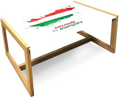ABAKUHAUS Ungarn Couchtisch, Willkommen in Ungarn Strokes, Acrylglas-Mitteltisch mit Holzrahmen für Büros Wohnheime, Groß Größe, Grün, Rot und Weiß
