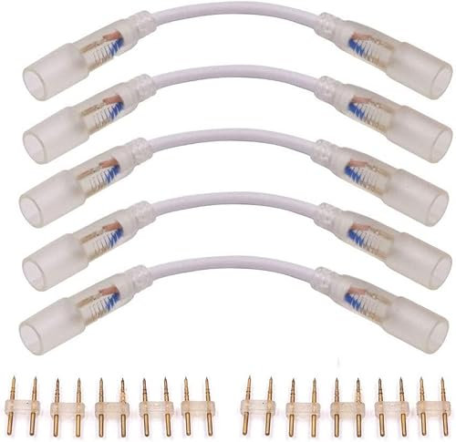 Wisada 5 Stück LED-Verbindungsstück, Rundes Neon Licht PVC-Verbindungsstück, Lichtschlauch Zubehör für AC220V 14MM Rundes Lichtkabel (Doppelter Kopf-Verbinder)