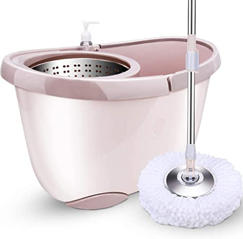 Trapeador y balde: Sistema de trapeador de Piso de 2 etapas con dispensador de detergente Incorporado Que Separa el Agua Limpia y Sucia para Dejar los Pisos más limpios