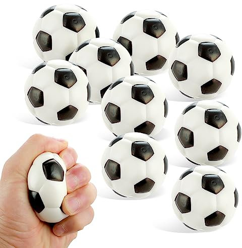 Abeillo 9 Stück Stressball Mini Stress Bälle 6cm Dekompression Schwamm Fußball Squeeze Ball Antistressball Schwamm Knautschball Tischfußball Schwammball für Kinder und Erwachsene