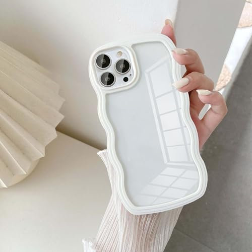 UEEBAI Hülle für iPhone 11 Pro Max, Wellen Rahmenform Silikon Stoßfeste Schutzhülle Anti-Kratzt Tansparent Rückseite TPU Bumper Cover für Mädchen Frauen Handyhülle für iPhone 11 Pro Max - Weiß