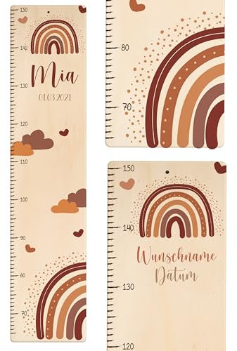 KIDSMOOD - Messlatte für Kinderzimmer Personalisiert, 70-140 cm - Messlatte Kinder Holz personalisiert Mit Namen für Baby- & Kleinkinderzimmer - Individuelles Geschenk für Kinder und Babys zum Geburt