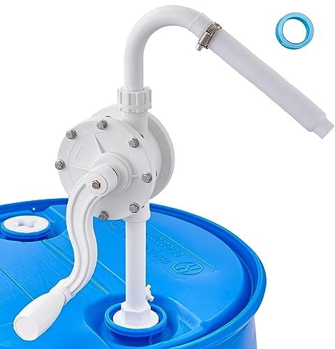 VEVOR Drum Pump, 6.5 GPM Flow, Rotary Barrel Pump Hand Crank, Fits 5 to 55 Gallon Drums with 3-Section Suction Tube Assembly and Hose, Designed for Fast Transfer of Water, Alcohol, Corrosive Liquids