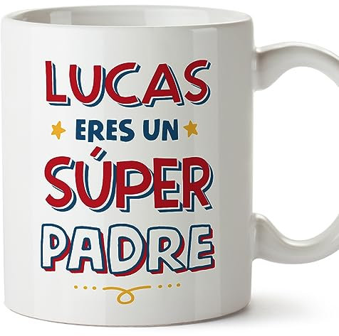 MUGFFINS Tazas Personalizadas para PADRE/PAPÁ - En Español - Eres Súper - 11 oz / 330 ml - Regalo personalizable original y divertido