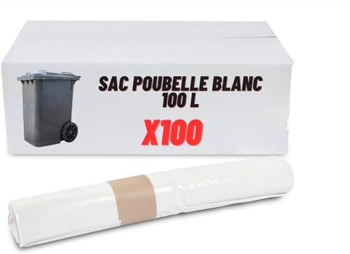 Müllbeutel, Müllsäcke 100 l, hohe Widerstandsfähigkeit, Weiß