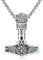Twoowl Mjolnir Necklace Sterling Silver Abalone Viking Compass Pendant Thor Hammer Necklace Raven Necklace Norse Runes Vegvisir Amulet Jewellery Gifts for Women Men