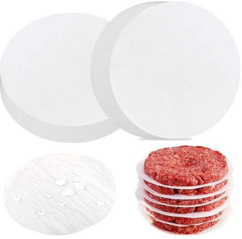500 Stück Burger Papier, 13cm Antihaftbeschichtet, Rund Grillpapier Weiß für Patties Hamburger Cheeseburger Kuchen Burgerpressen