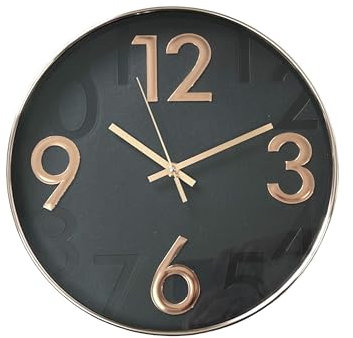 Alfie Francis 30cm Wall Clock for Living Room Kitchen Office Bedroom Modern Copper Rose Gold Black