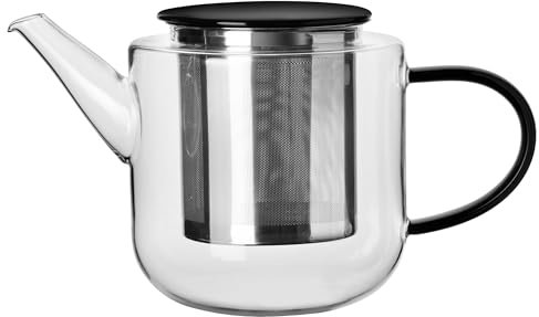 ASA Teekanne, mit schwarzem Henkel/Deckel, 24,1 x 12,9 cm, H. 13,7 cm, 1,1 l., Glas