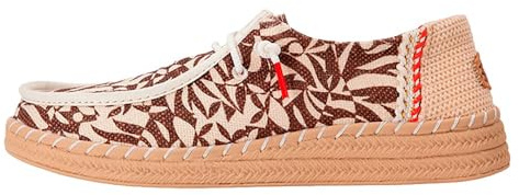 Hey Dude - Wendy Espadrille Retro Palm, Damen Slip-On Schuhe, Downtown Braun/Egret, 37