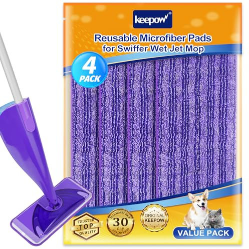 4 pcs Pads for Flash Power Spray Mop, Washable & Reuseable Microfibre Cloth For Any Type of Floor