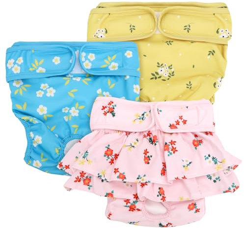 Nobleza 3 Stück Hundewindeln, Wiederverwendbare Läufigkeitshose für Hündinnen, Hochsaugfähige Physiologische Hundehose, Waschbare Schutzhose bei Läufigkeit und Inkontinenz, für Weibliche Haustiere, XS