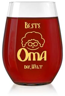 Geschenke für Oma, Weingläser mit Beste Oma der Welt. Weingläser für Oma Geschenk, Geburtstagsgeschenk für Zarte Weingläser, Weingläser to go, Geschenke für Frauen, Weihnachtsgeschenke, 480ml