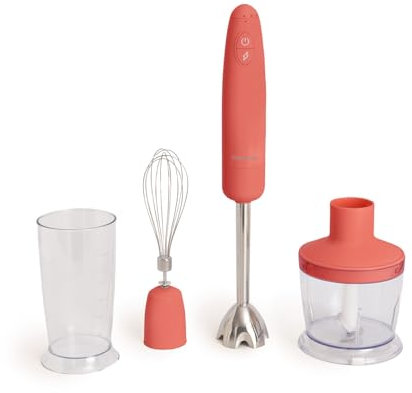 CREATE/FULLMIX RETRO/Batidora de mano Terracota/Bate, mezcla y monta, 6 velocidades, vaso medidor 600ml, libre de BPA, vaso para triturar 500 ml, 1000W