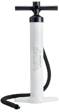 WAVE Single-Action Hand Pump, Manual Air Pump for Paddleboards, Kayaks, Air Beds, Pool Floats & Inflatables, Lightweight & Portable with Multi-Nozzle Set, White