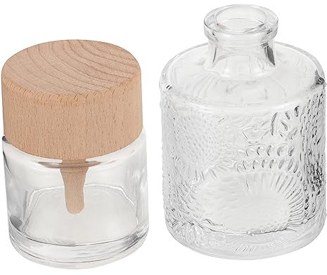 Tofficu 2 Piezas decoración de fragancias para el hogar botella difusora de aceites esenciales aroma botella cristal decorativa Botella vidrio decorativa difusor de perfume Madera