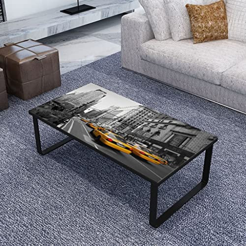 CINDERFUL Mesa de Centro con Tablero de Cristal Rectangular,Mesa de Centro de Cristal Templado y Hierro Multifuncional y Elegante para Salón o Dormitorio Mesas Decorativas, Mesas de Centro