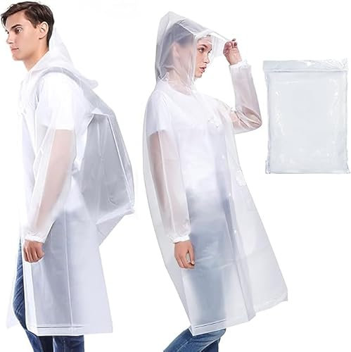 EOPUOZS 2pcs Poncho de Pluie pour Femmes et Hommes - Imperméable Réutilisable et Étanche, Cape de Pluie en Matériau Eva Respirant pour la Randonnée, le Vélo, le Camping et les Voyages