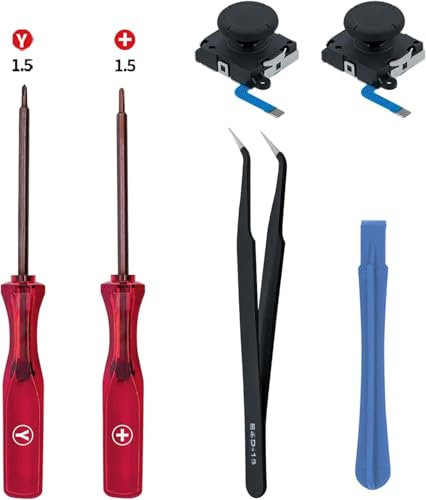 Replacement & Repair Tool Kit for Nintendo Switch,/Switch OLED/Joy-Con/Switch Lite Controller, Include 2PCS Joysticks and Tri-Wing & Cross Screwdriver Repair Tools