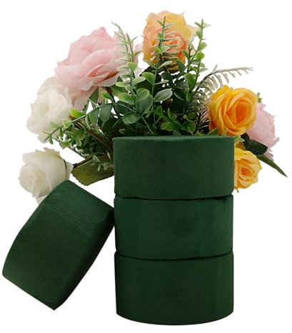 Nurila 4 Stück 8x4 cm Runde Blumensteckschaum, Steckschaum für Blumen Set, Steckmasse für Frischblumen, Grün Steckschwamm für Basteln, Dekorationen, Hochzeiten und Blumengeschäfte