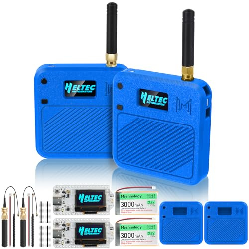 2 Pack ESP32 LoRa V3 Development Board with 863-928MHz Antennas + 3000mAh + Meshtastic Case, ESP32-S3 CP2102 Integrated WiFi Bluetooth OLED Display for Arduino LoRaWAN IOT (N32 Version, Blue)