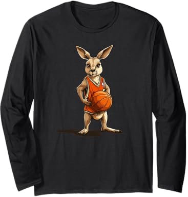 Lustiges Känguru mit Basketball Kostüm für Mann und Frau Langarmshirt