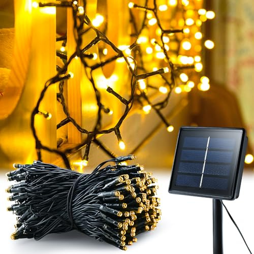 ANKOUJA Solar Lichterkette Warmweiß Außen 22M 200 LED, 8 Modi, IP65 Wasserdicht, für Garten & Balkon Deko,