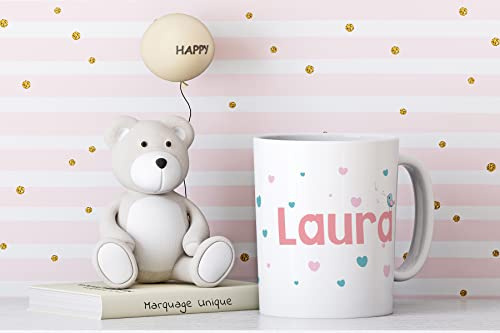 Marquage Unique Mug enfant incassable personnalisé prénom – Tasse plastique légère – Motif girafe – Cadeau crèche, école maternelle ou naissance – Gobelet prénom personnalisé
