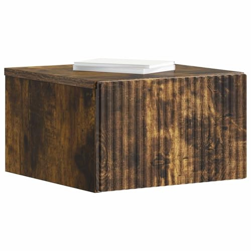 vidaXL Wandmontierter Nachttisch 2 pcs Geräucherte Eiche Holzwerkstoff, Antiker Stil Schrank, Wohnzimmer Möbel, Vintage Wandregal, platzsparender Organizer, Speicherlösungen