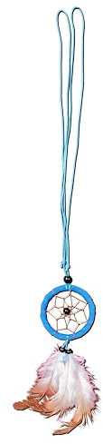 Ciffre Traumfänger Halskette Dreamcatcher Leder Fair Trade Auto LKW Truck Rückspiegel Deko Türkis (Durchmesser ca. 6cm)