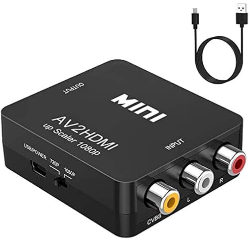 Convertidor de Vídeo RCA a HDMI, AV a HDMI 1080P, Adaptador de Audio y Vídeo Compuesto CVBS Compatible Con PAL/NTSC Para PC, Portátil, Xbox, PS3, TV, STB, DVD