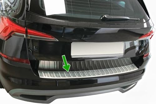 Stoßstangenschutz kompatibel mit Skoda KAMIQ ab 2019, Edelstahl, matt, Schutz für Kofferraumkanten, Ladekante