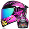 Leichter Damen Integralhelm Motorradhelm DOT/ECE Zugelassen Motorrad Moped Street Bike Racing Crashhelm Mit Grafischem Doppelvisier Motorradhelm Für Jugendliche Männer Und Frauen Pink 3,L