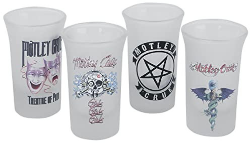 Mötley Crüe Unisex Shot Glass Set Clear Glass Undefined Alcohol & Party Band Merch, Bands, Music