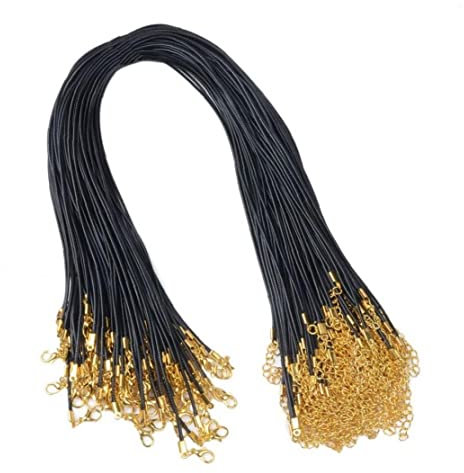 Wax Cord Necklaces Chain 20pcs Braided Leather Cord Rope Necklace Chain with Golden Lobster for Diy Jewelry Making
