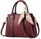 NICOLE & DORIS Damen Handtasche Modern Schultertaschen PU Leder Henkeltasche Elegante Frauen Umhängetasche Satchel Handtasche Shopper Tote Bag mit Seidentuch Burgundisch